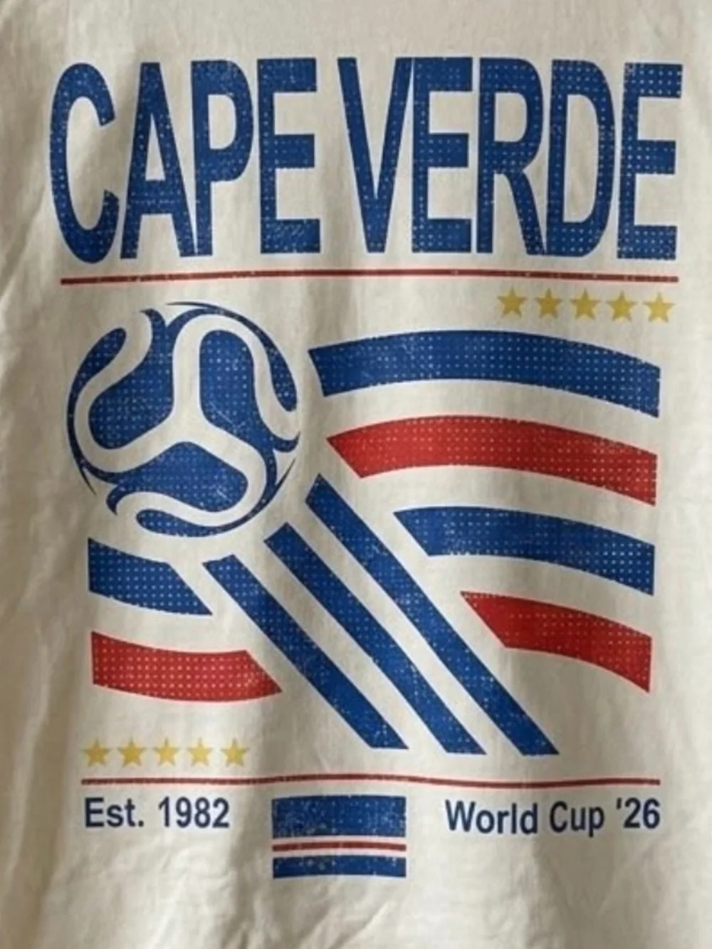 Vintage Cape Verde Soccer World T-SHIRT WHITE OFF - Picture 2 of 3